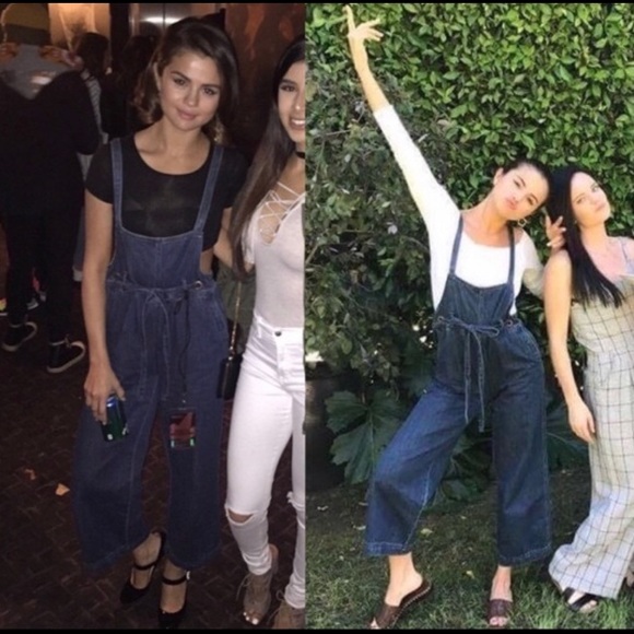 Free People Strappy Wide Leg Denim Overalls Jumpsuit - Picture 3 of 7